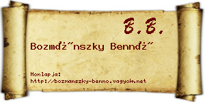 Bozmánszky Bennó névjegykártya